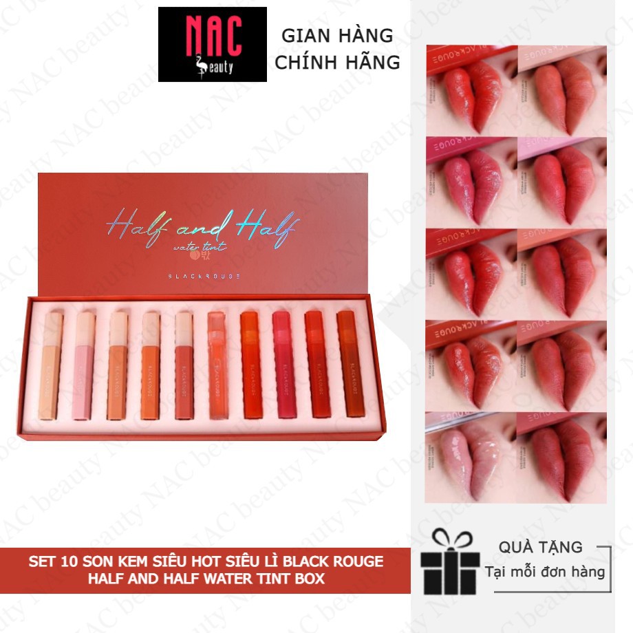 Set 10 Son Siêu Hot, Siêu Lì Black Rouge Half And Half Water Tint Box