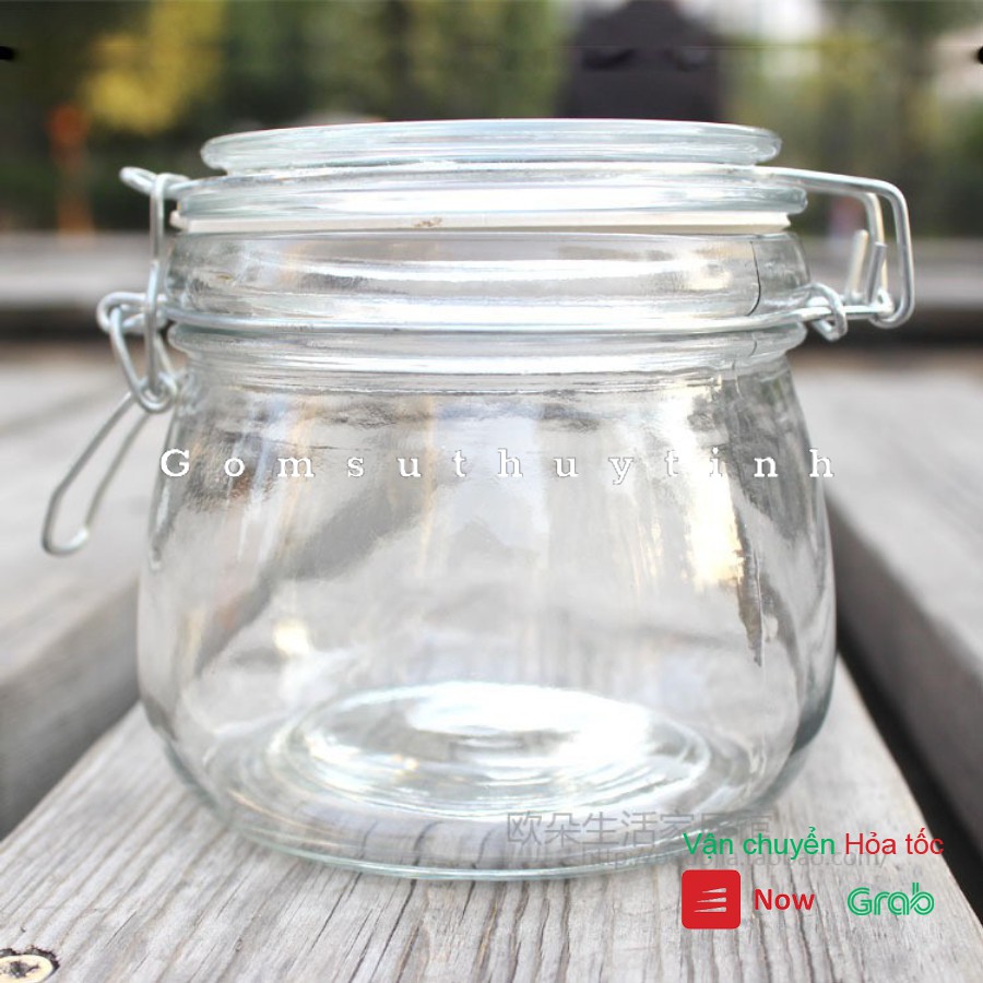 Hũ thủy tinh nắp cài inox 500ml | BigBuy360 - bigbuy360.vn