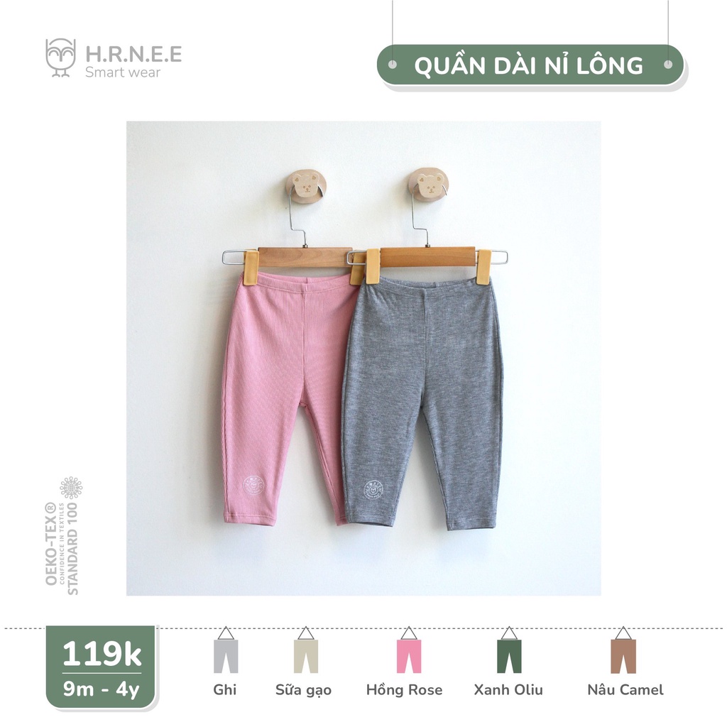 Áo Hoodie Hrnee, Quần nỉ lông, quần da cá Hrnee chất mềm ấm cho bé trai bé gái