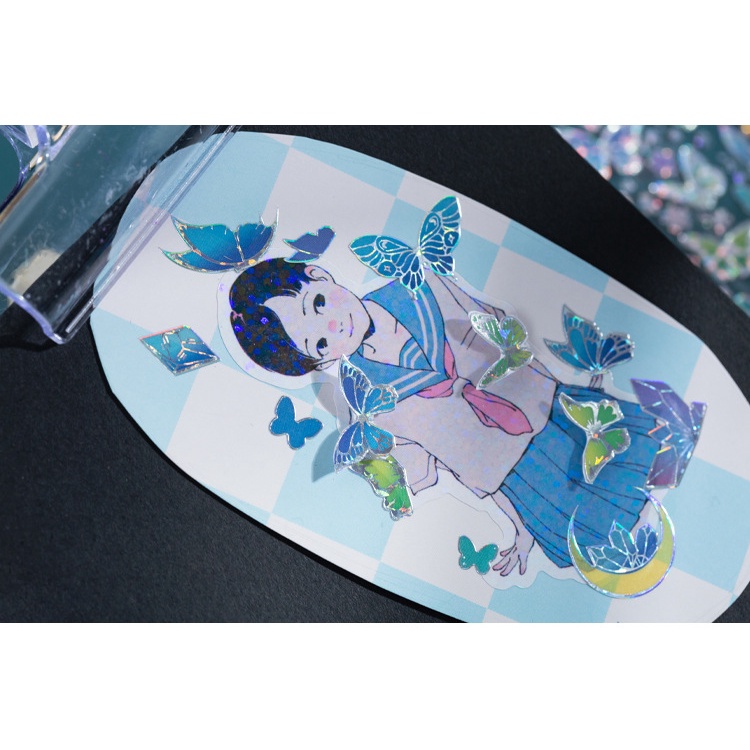 Set 2 tờ sticker viền nhũ vàng, bạc nhiều mẫu decor toploader, trang trí