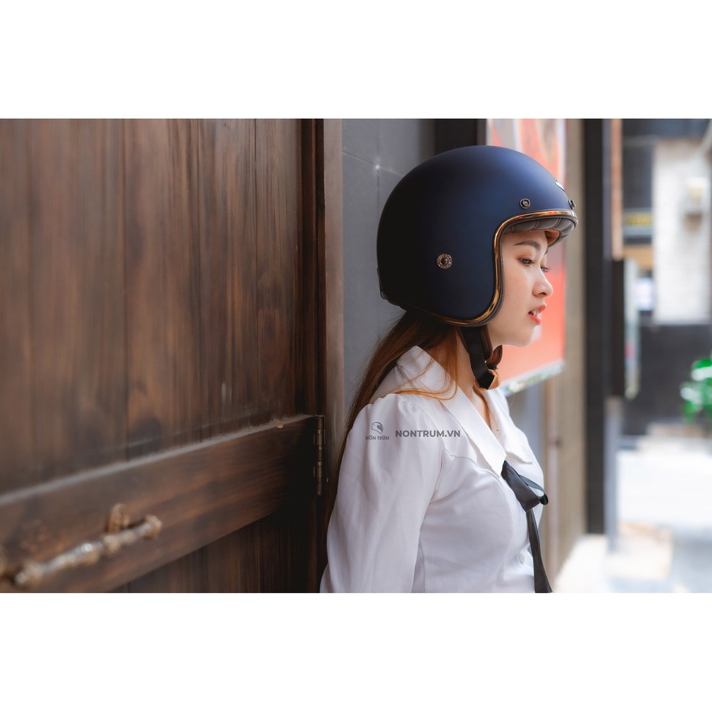 Mũ bảo hiểm 3/4 Balder light màu xanh mực nhám, size M L XL, freeship toàn quốc