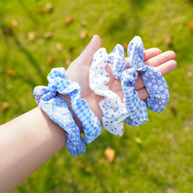 Buộc tóc scrunchies nhiều mẫu màu xanh dương cute 1018N