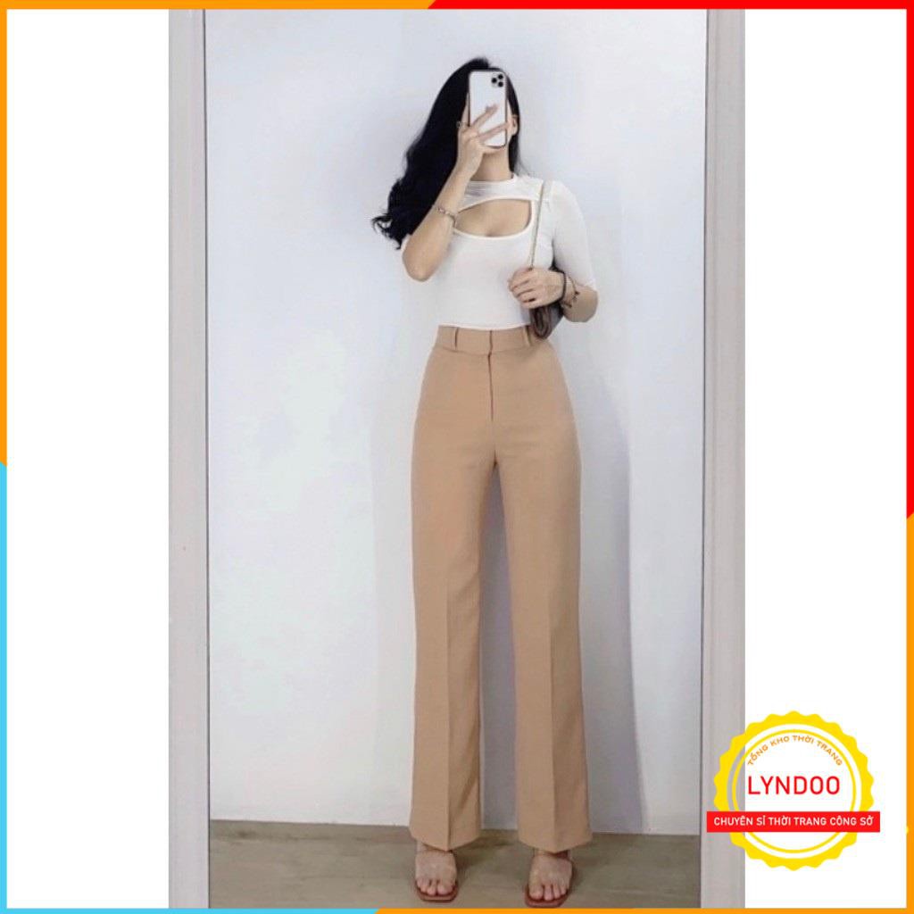 Quần ống rộng nữ lưng cao khóa giữa HotTrend ống suông dáng dài 100cm hack dáng siêu đỉnh dành cho ce cao trên m6 | BigBuy360 - bigbuy360.vn