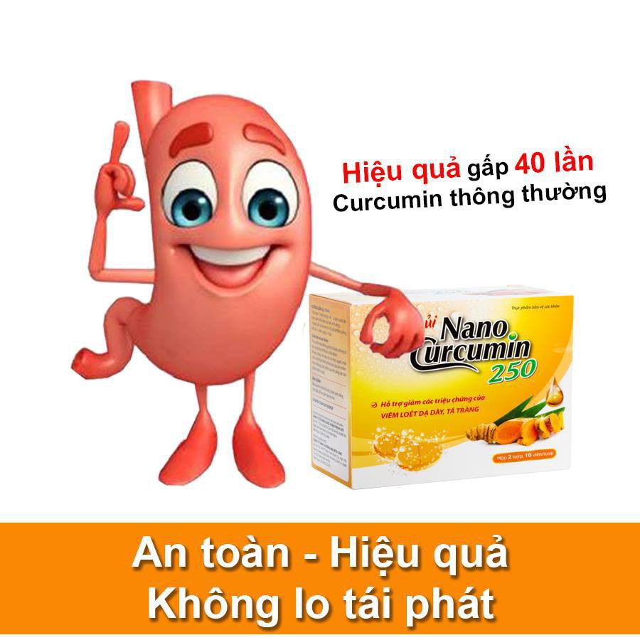 Viên Sủi Nano Curcumin 250 - Giảm các triệu chứng viêm loét dạ dày, tá tràng, trào ngược thực quản, đầy hơi chướng bụng