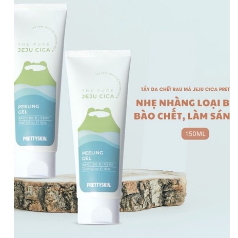 Tẩy Da Chết Làm Sáng Da Giảm Mụn Đầu Đen Rau Má Pretty Skin - PrettySkin The Purre Jeju Cica Peeling Gel 150ml