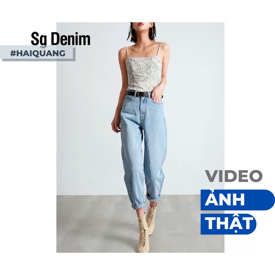Quần jean baggy haiquang dáng dài chất đẹp siêu các tính màu xanh nhạt 1 khuy