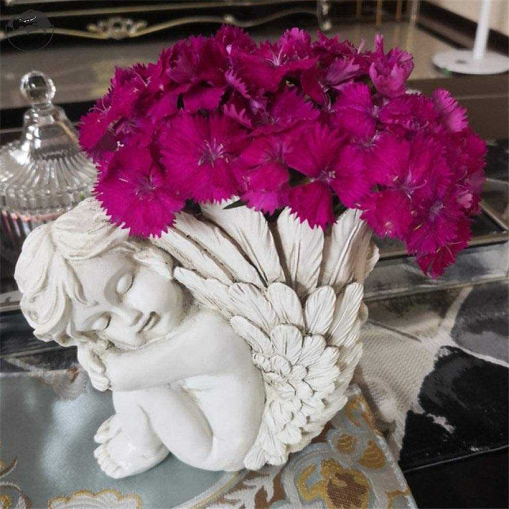 Bình hoa bằng nhựa resin hình thiên thần Cupid cổ điển dành cho trang trí vườn nhà