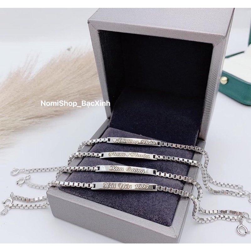 Lắc tay bạc Miễn phí khắc tên thời trang xinh cá tính độc đáo phong cách Mainomi Shop Bạc Xinh