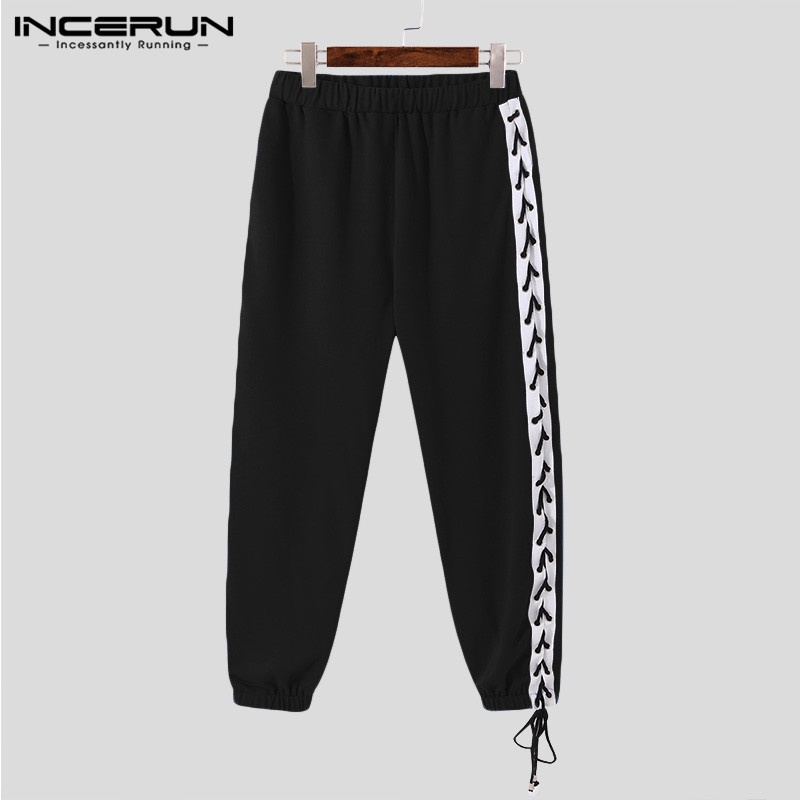 Quần baggy INCERUN eo thun có dây cột bên hông 3 màu dành cho nam giới