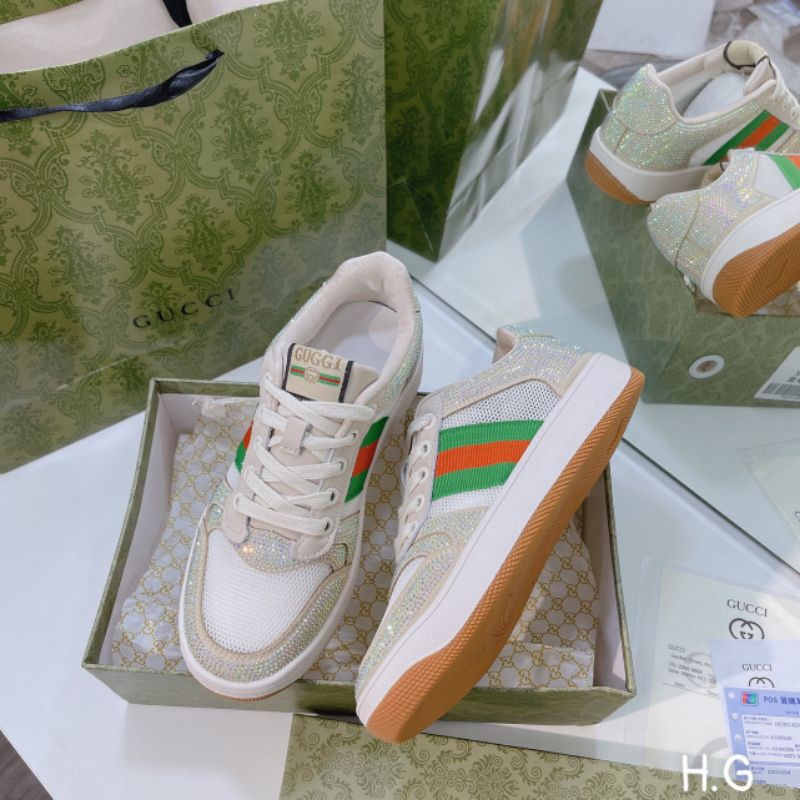 H(ẢNH THẬT) Giày Thể Thao Đính Đá Pha Lưới Thoáng Chân Siêu Cấp Đế Xịn Fullbox Bill Túi