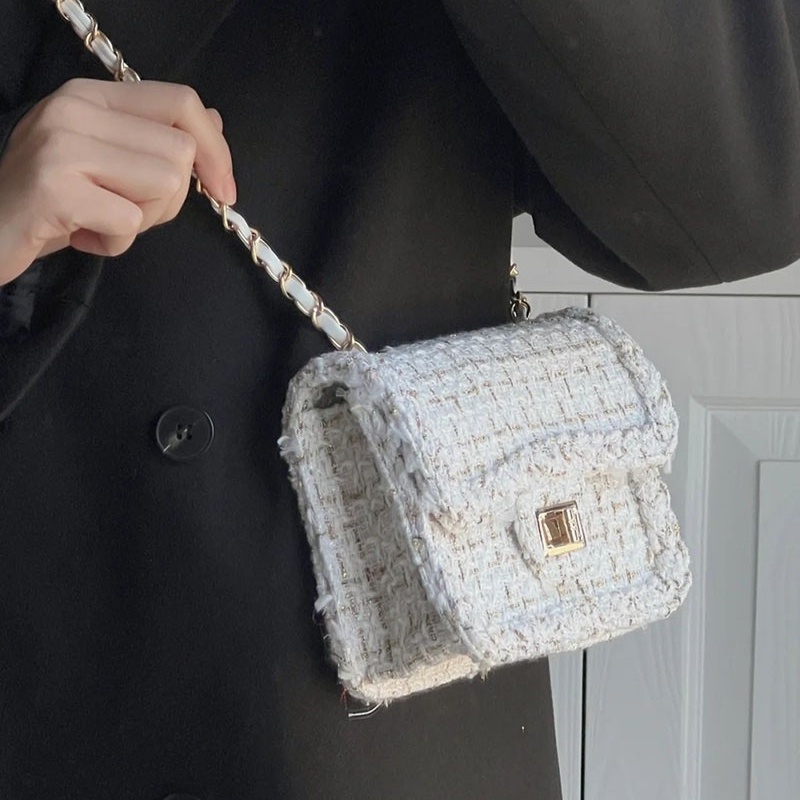 Túi Vuông Nhỏ Đeo Chéo Vai Mùa Thu Mới 2022 Nyche senior Kết Cấu Dệt Có Khóa Cài Gylb1601