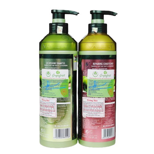 [HÀNG CHÍNH HÃNG] Cặp Dầu gội xả bưởi Valert Grapefruit chống rụng tóc - phục hồi tóc khô xơ - hư tổn , 850ml * 2