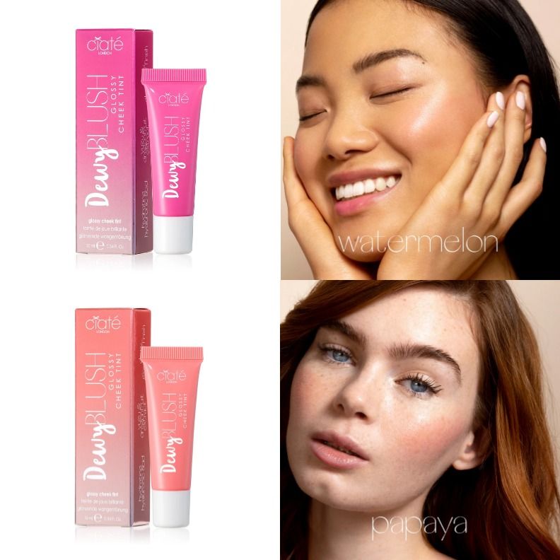 Má Hồng CIATE LONDON Dewy Blush Glossy Cheek Tint màu Papaya10ml 22$
