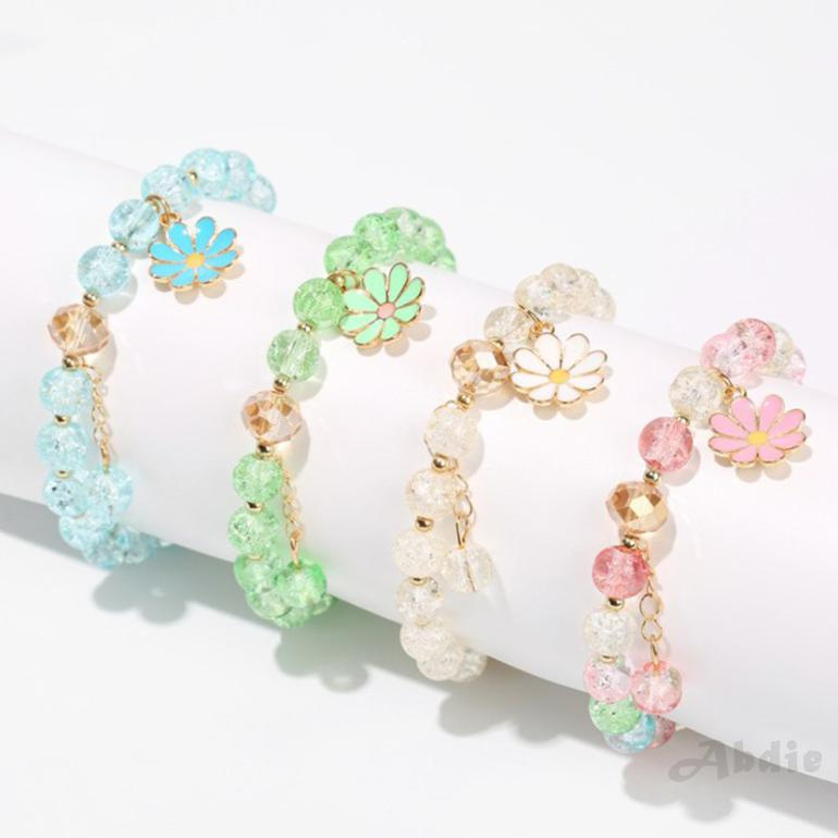 [Abdie] Chúng tôi Hạt hoa pha lê đáng yêu Daisy Charm Fortune Vòng tay cho phụ nữ Cô gái Vòng tay Chuỗi đeo tay Đồ trang sức