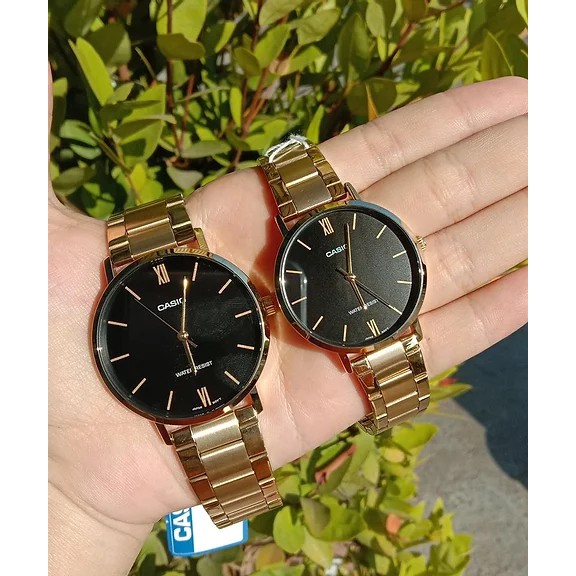 Đồng hồ cặp đôi nam nữ giá rẻ chính hãng CASIO MTP-VT01 và LTP-VT01 mặt tròn đơn giản, pin 3 năm