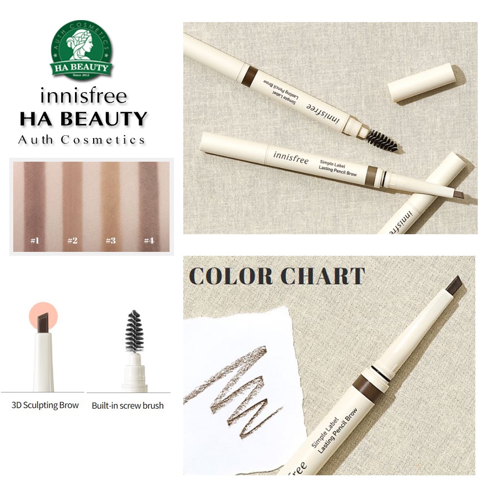 Chì kẻ mày thuần chay lâu trôi innisfree Simple Label Lasting Pencil Brow 0.15 g