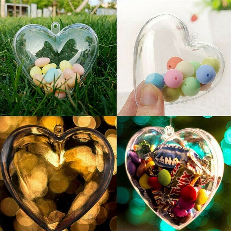 Hộp Rỗng Trong Suốt Hình Trái Tim Đựng Kẹo Có Nắp Đậy