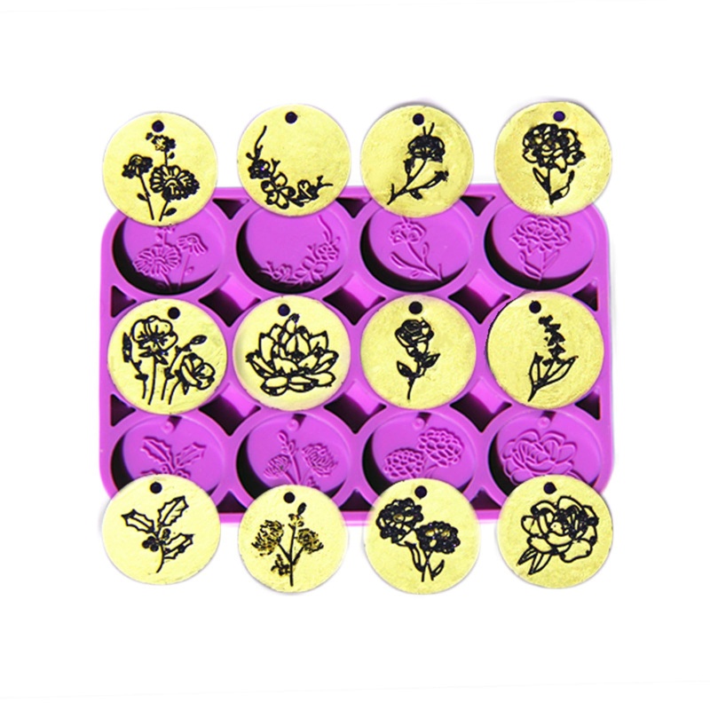 Khuôn Silicone Làm Trang Sức 12 Tháng Hình Tròn In Hoa