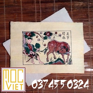 Tranh đông hồ Thiếu nữ đi cày