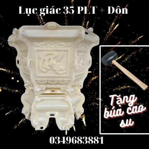 Khuôn đúc chậu cảnh lục giác 35 Phúc Lộc Thọ + Chim, Dùng làm chậu cây cảnh bonsai (mới 100%) nhựa ABS cao cấp cực bền