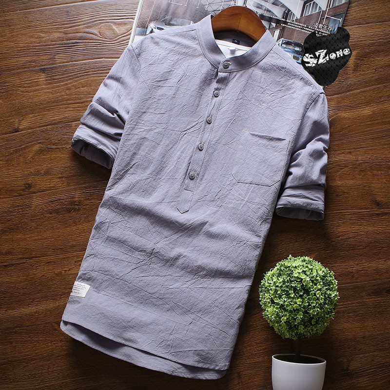 Áo sơ mi đũi nam hè 2021 -Áo đũi nam tay lỡ SA555 | BigBuy360 - bigbuy360.vn