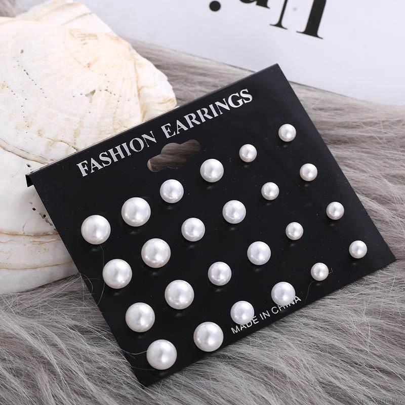 Set 24 bông tai ngọc trai nhân tạo hàng đẹp, khuyên tai nữ đẹp trẻ trung, thanh lịch