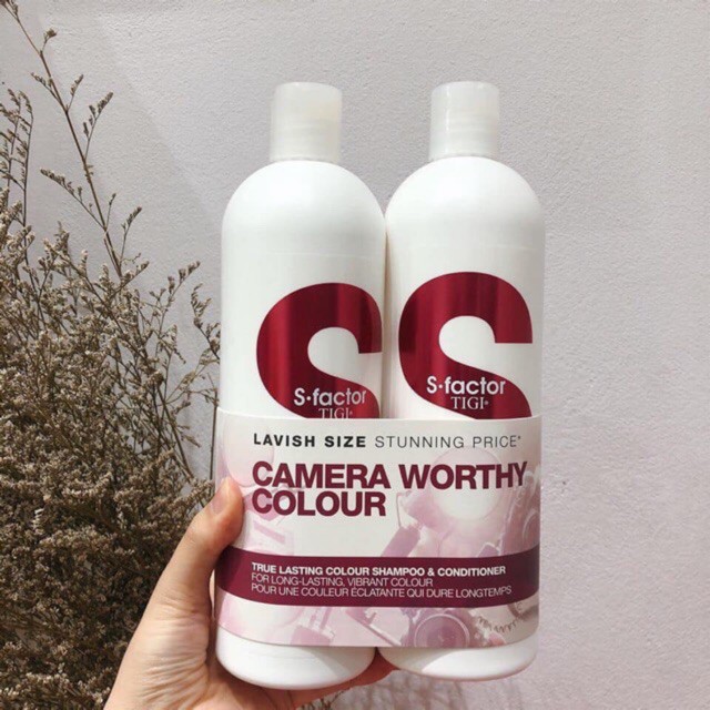 Cặp Dầu Gội Xả Tigi S Factor Tigi Trắng Camera Worthy Colour 750MLx2 Dòng Cao Cấp Mới Phục Hồi Tóc Hư Tổn