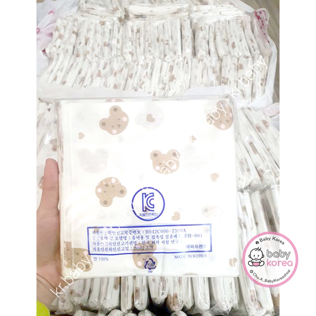 Khăn sữa Hàn Quốc họa tiết gấu đa năng cho bé set 10 chiếc BABY KOREA