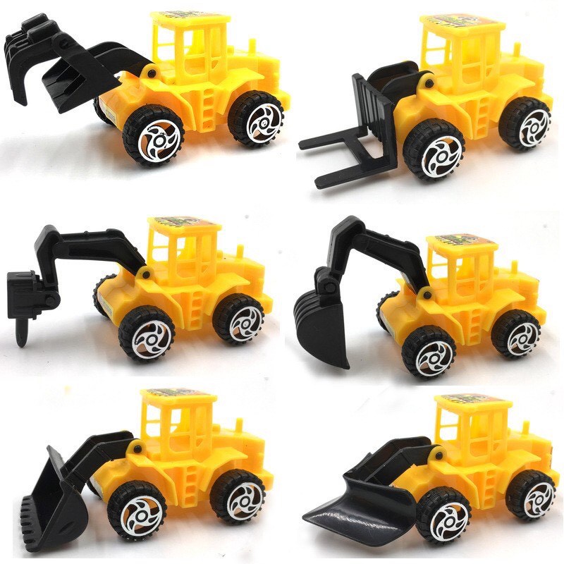 Trang trí bánh sinh nhật bánh kem cho bé - Bộ 6 máy xúc ( 6 xe )