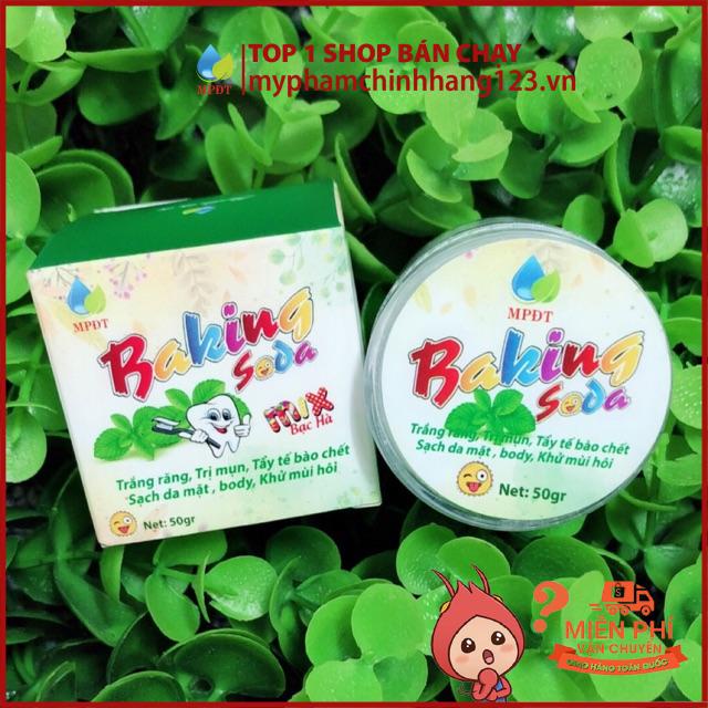 ( CHÍNH HÃNG )Baking soda mix Bạc Hà - Làm Trắng răng,Thơm miệng,ngừa mụn, Mịn da,Khử mùi, Tẩy da chết…