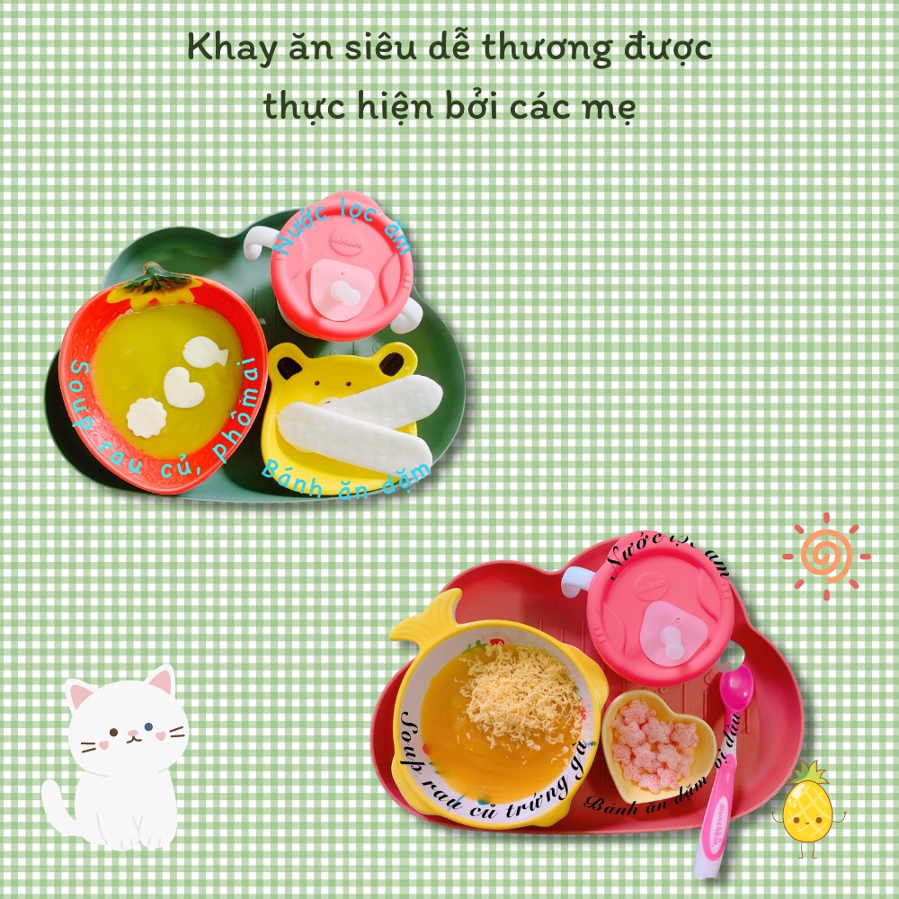 Khay ăn dặm cho bé hình đám mây dễ thương để đựng bát ăn dặm kiểu Nhật LABAMO KA01