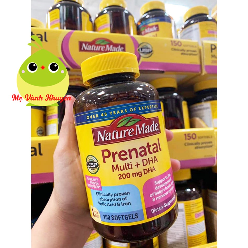 Vitamin tổng hợp bầu Mỹ Nature Made Prenatal Multi + DHA (150v)