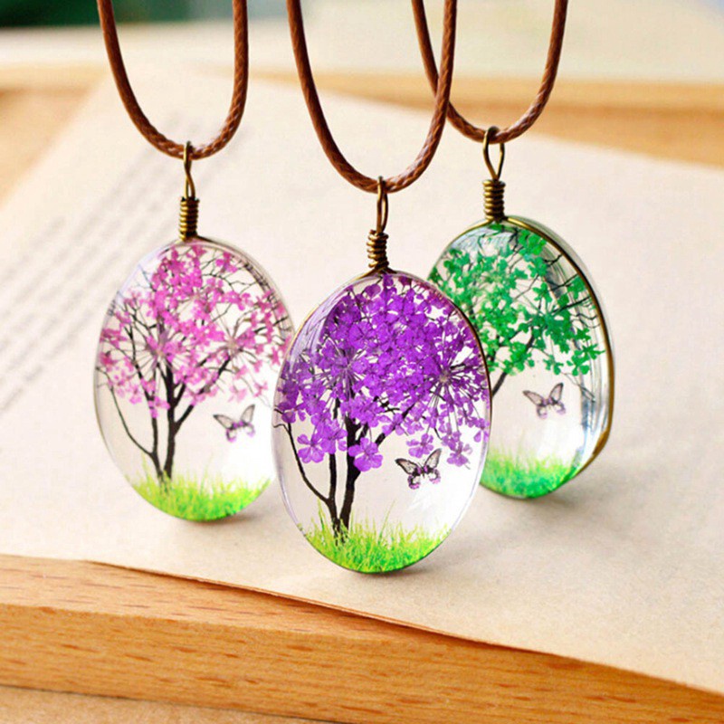 Mô Hình Con Công Sống Động Như Thật Cho NữDây Chuyền Mặt Đá Hổ Phách Hình OvalVòng Cổ Cây Thủy Tinh