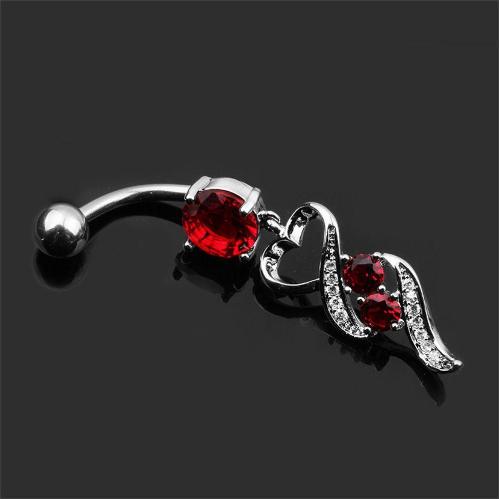 Khuyên Rốn Unisex Hình Trái Tim Đính Đá