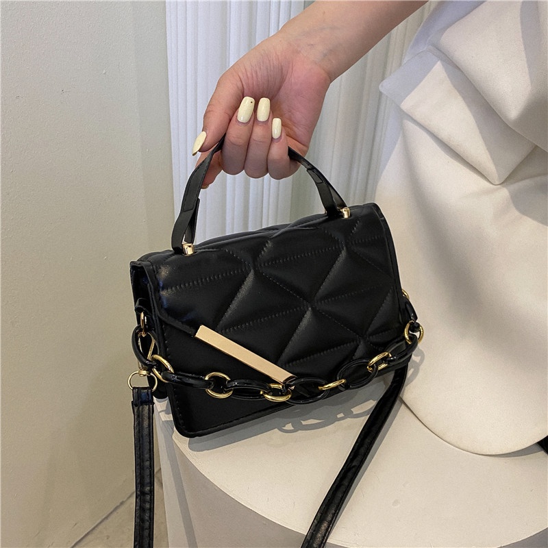 Túi Đeo Chéo Hình Vuông Nhỏ Màu Trơn Phối Dây Xích Thời Trang Phong Cách Phương Tây Cho Nữ 2022