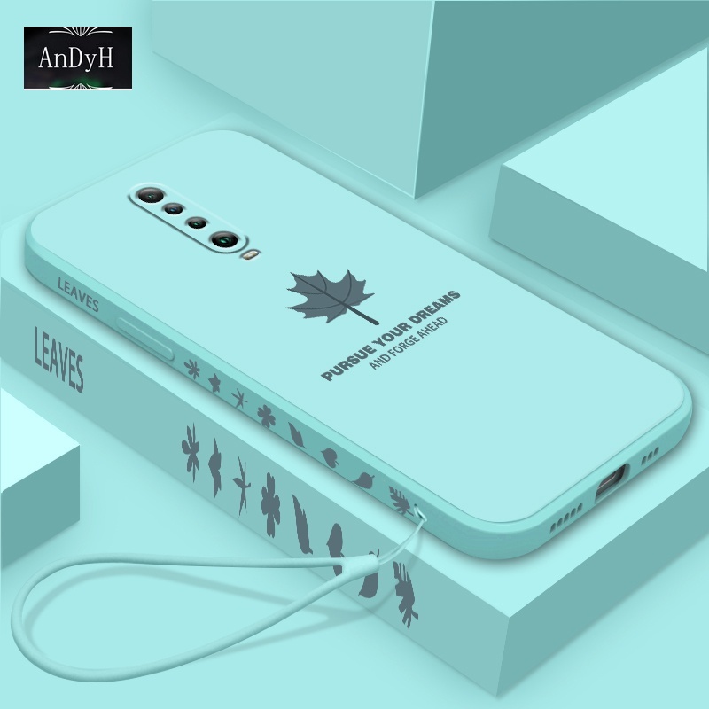 Ốp điện thoại silicon nhám hình lá phong đơn giản có dây đeo tay cho Xiaomi 11i Poco F3 Redmi K30 K30I K40 Pro Plus
