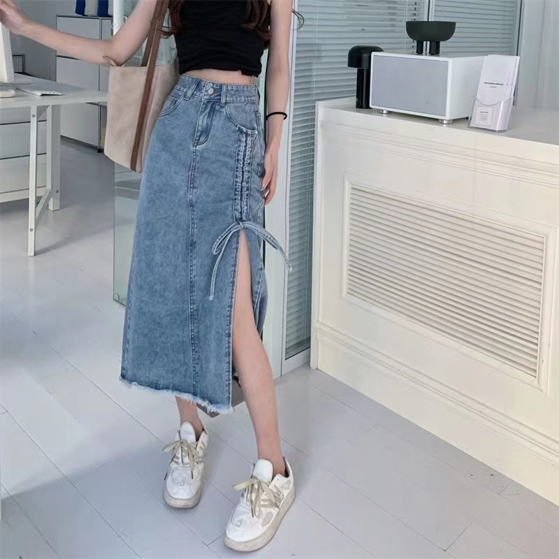 Chân váy jean SUXI dáng chữ A đơn giản thời trang dành cho nữ