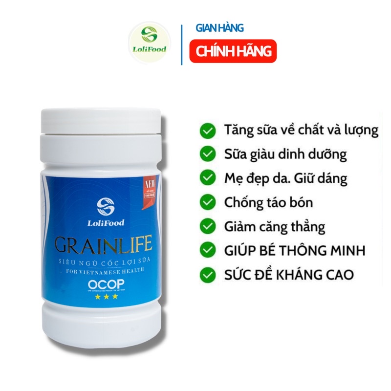 Ngũ Cốc Siêu Lợi Sữa GRAINLIFE (500g). 100% Hữu Cơ, Sữa Về Nhiều | Ngũ cốc lợi sữa grainlife | 14 loại hạt | LOLIFOOD