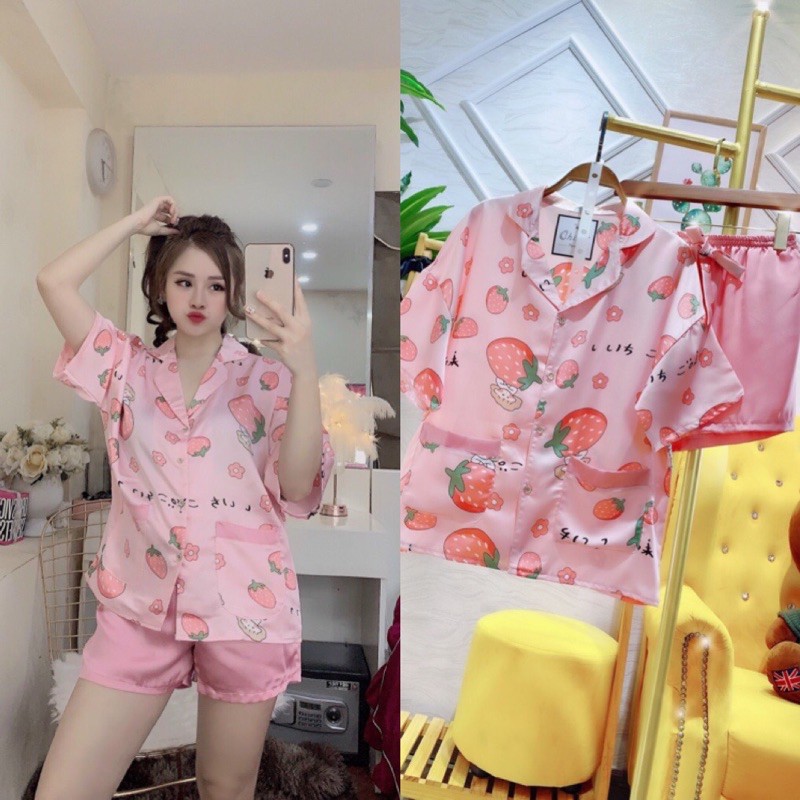 HÌNH THẬTBộ pijama cộc đùi họa tiết xinh ơi là xinh  hàng cao cấp chuẩn mịn đẹp