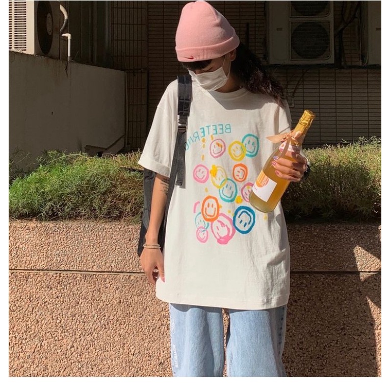 Áo thun tay lỡ unisex mặt cười Beeterno