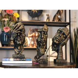 ( Rẻ nhất Shopee )( Có kèm đế) Tượng Decor trang trí nội thất 3 không, Tượng không nhìn, không nghe, không nói
