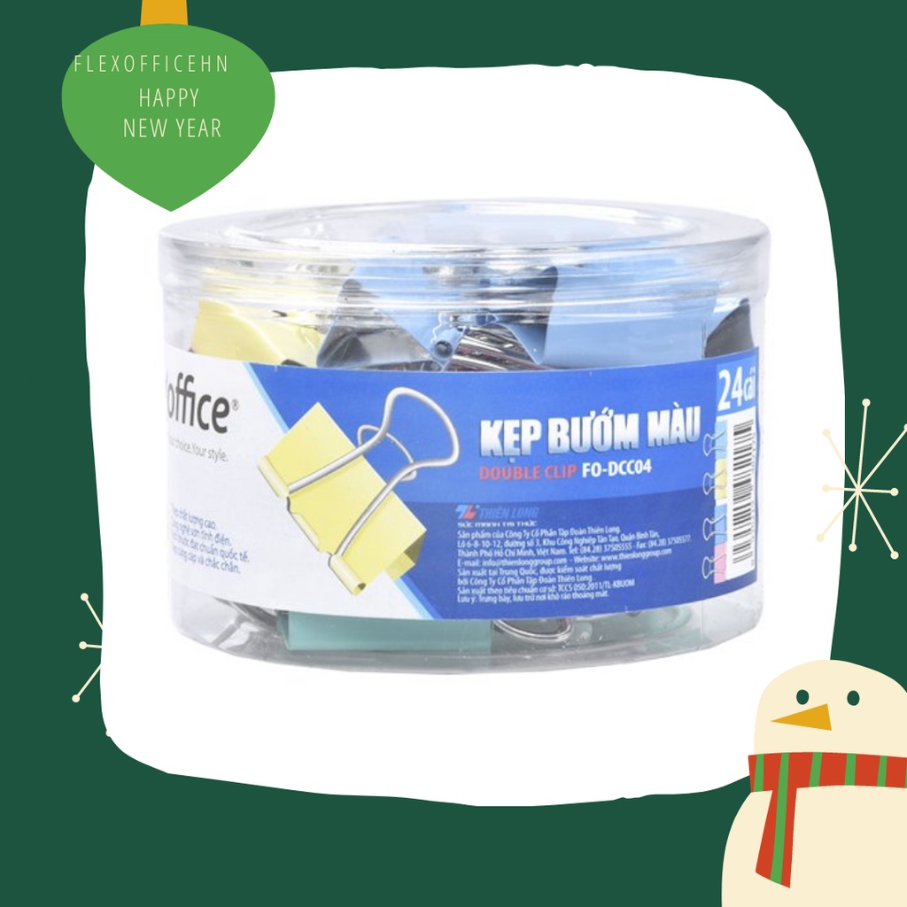 Hộp 24 Kẹp bướm màu Flexoffice 32mm FO-DCC04 (FS)