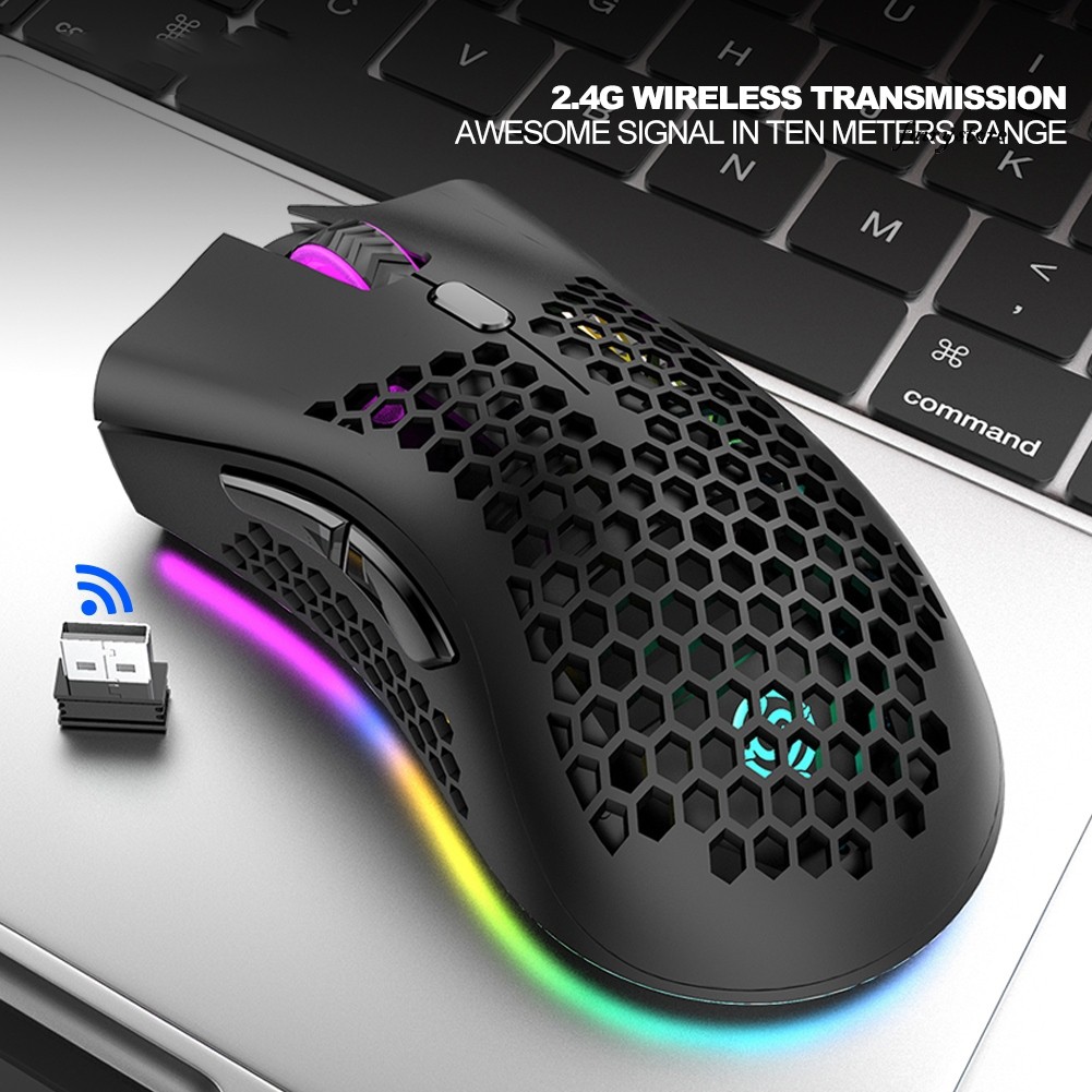 Chuột Máy Tính Không Dây Có Đèn Led Rgb 1600 Dpi Rgb