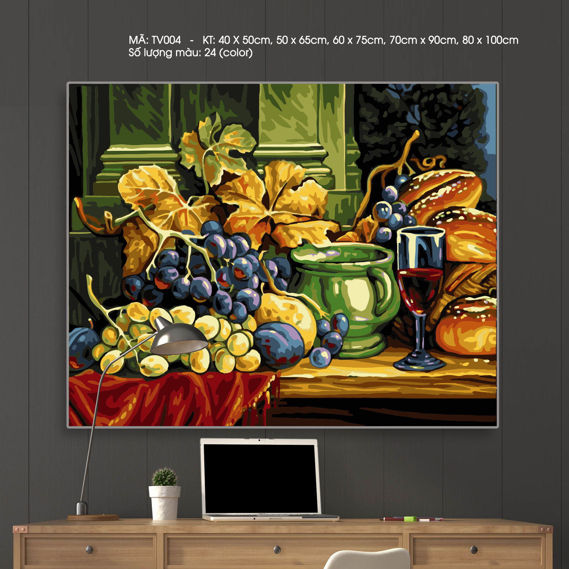 Tranh sơn dầu số hóa tự tô Tĩnh vật TV004 - Tặng kèm cọ , màu , khung , Paint by numbers DIY - ToastedART