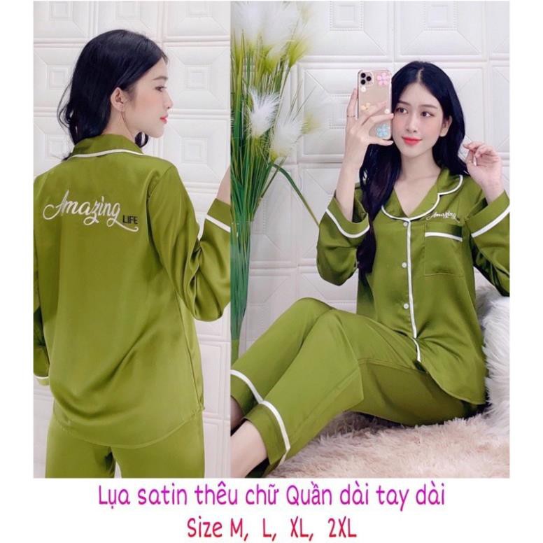 BIG SIZE XL-XXL(55-75kg)👘, pijama lụa satin phối xịn, tay ngắn và tay dài ཾ ྇ ༴