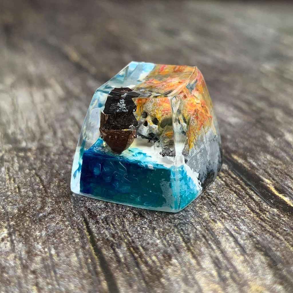 Keycap đảo đầu lâu resin handmade