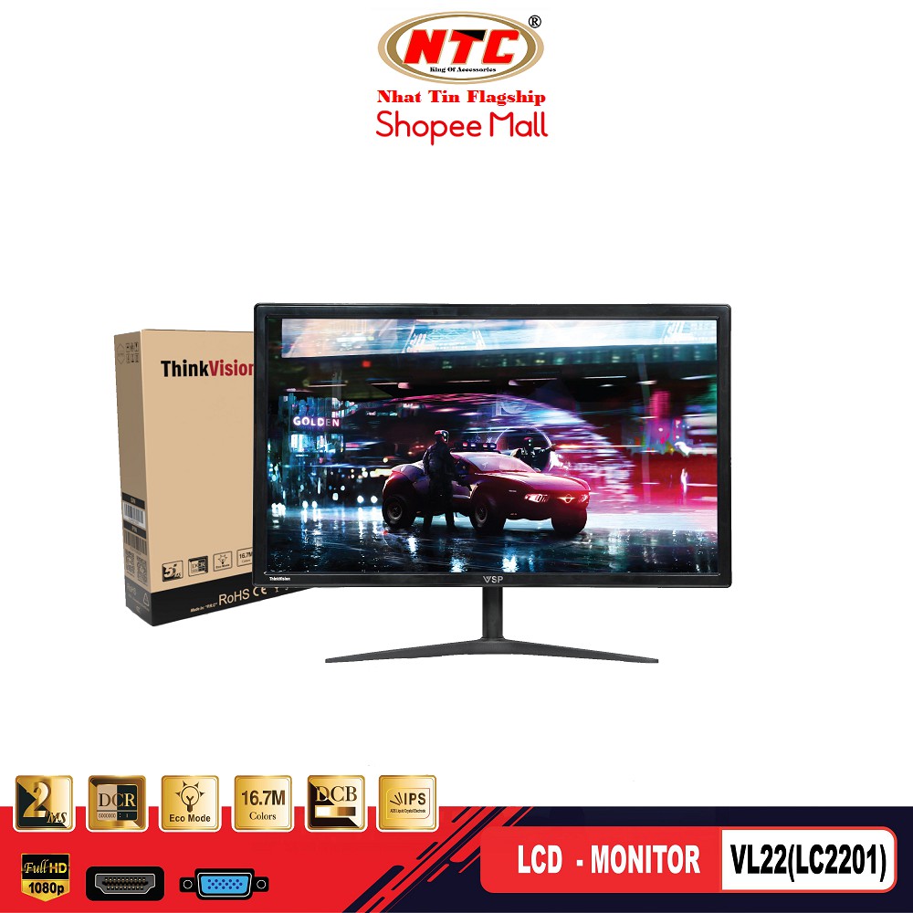 Màn hình máy tính LCD 22" VSP VL22 (LC2201) - kết nối VGA / HDMI (Đen) - Hãng phân phối chính thức