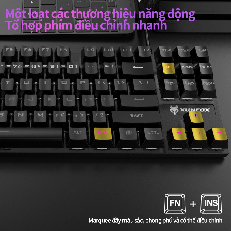 Bàn phím cơ  có dây trục màu xanh lá cây, bề mặt kim loại phát sáng dùng cho máy tính để bàn laptop máy cây chơi game