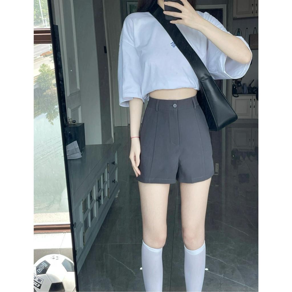 Quần ngắn ống rộng Màu Xám Thời Trang Mùa Hè Dành Cho Nữ