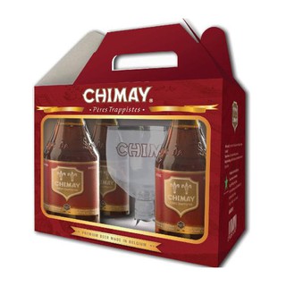 [Set quà tặng] Hộp 4 chai Chimay đỏ (Red) tặng 1 ly cùng loại